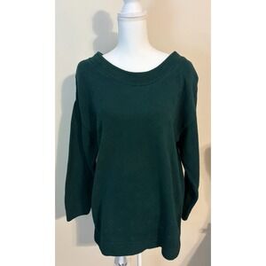 VTG Express Tricot Tunic Length Knit Sweater 100% Cotton Size S Green